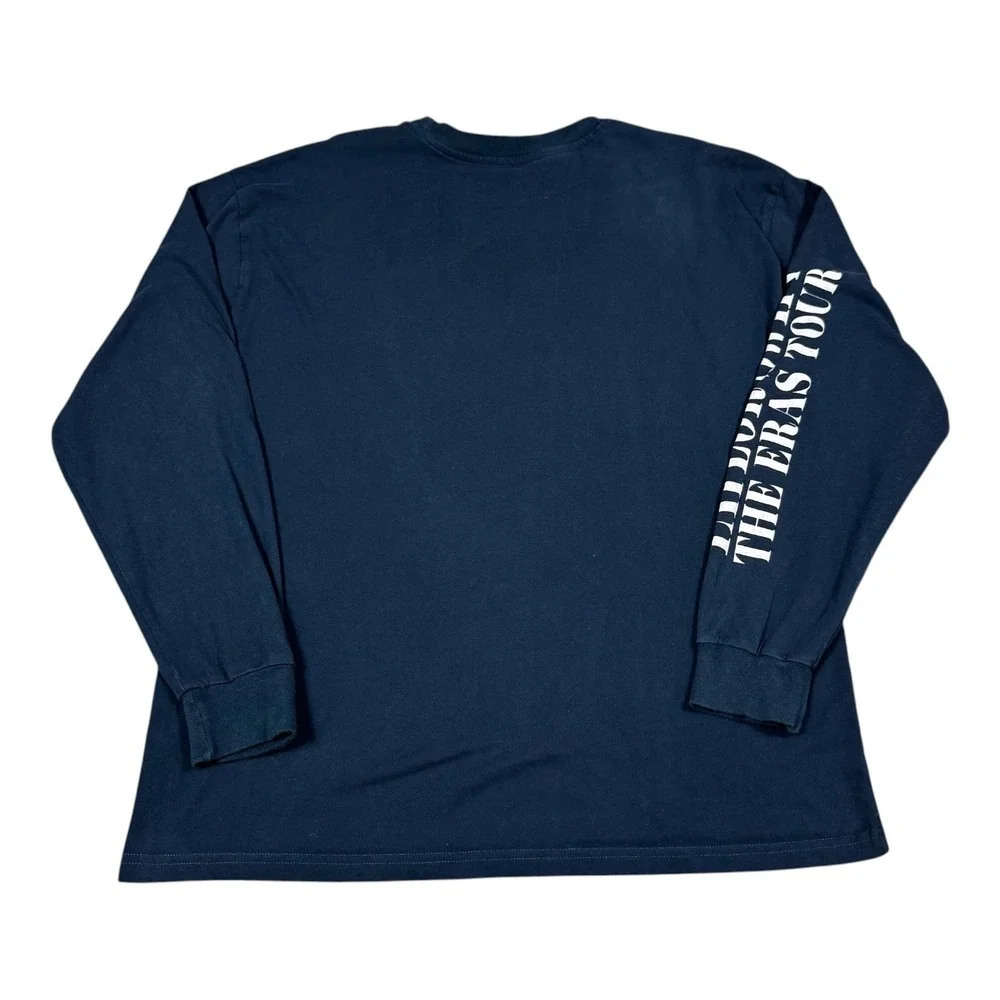 Taylor Swift The Eras Tour Navy Blue Long Sleeve Shirt Women's Large 100% Cotton